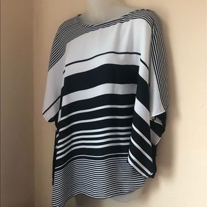 Lane Bryant Black and White Striped Kimono Blouse
